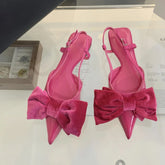 LBSFY  -  Women Shoes 2024 Summer Flat Sandals Ladies Fashion Designers  Elegant Party Dress Bow Tie Pointed Slingback Sandals Women Pumps